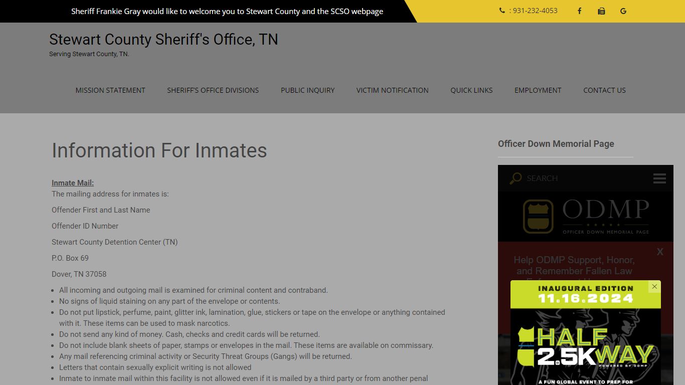 Information For Inmates – Stewart County Sheriff's Office, TN